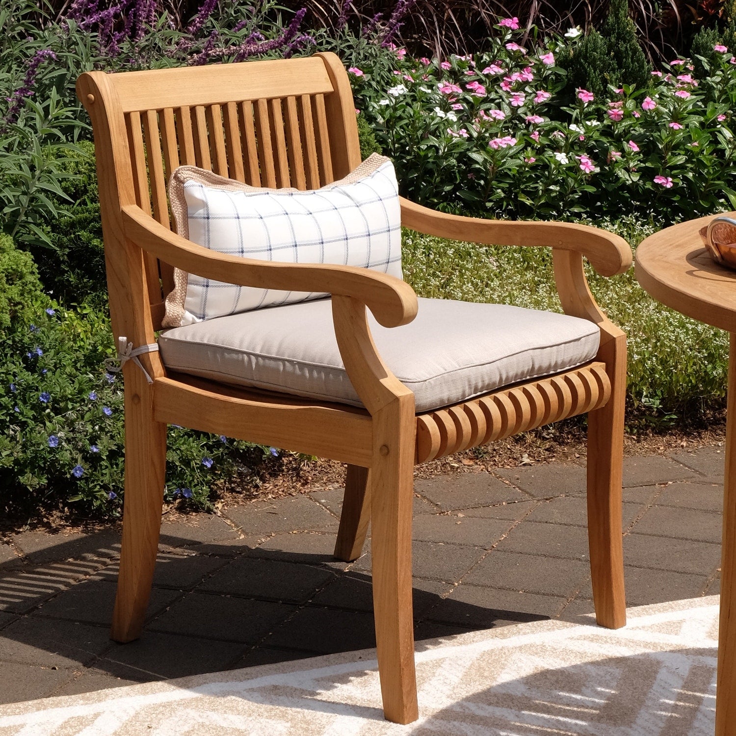 Havenside Home Chara Outdoor Teak Wood Dining Chair With Cushion