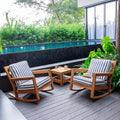 Cambridge Casual Leon 3 Piece Teak Outdoor Rocking Chair Set