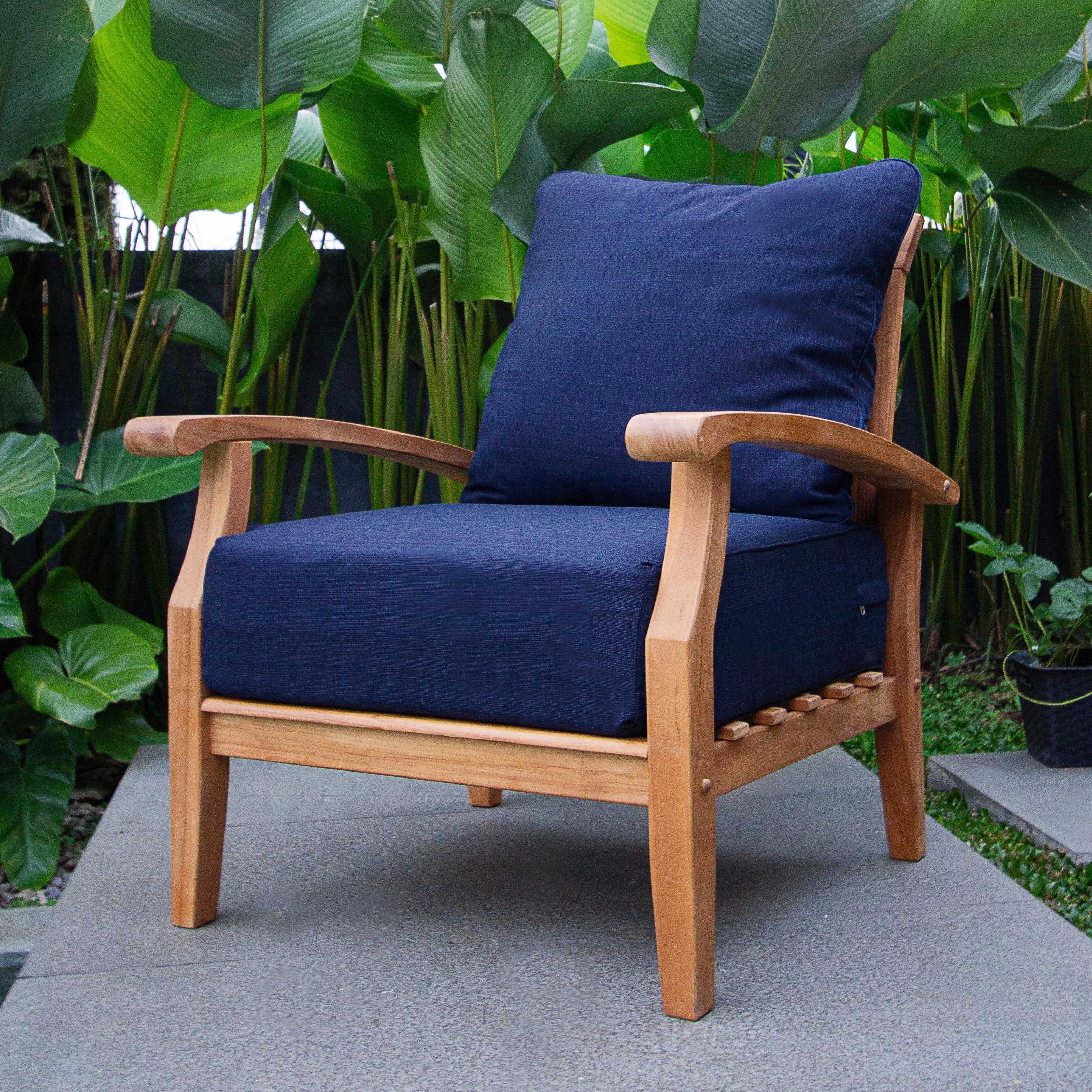 Havenside Home Leon Teak Patio Lounge Chair With Cushion