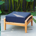 Havenside Home Leon Teak Patio Ottoman With Cushion