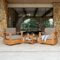 Cambridge Casual Logan 3 Piece Indonesian Teak Swivel Set With Sunbrella Cushions