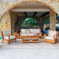 Cambridge Casual Logan 5 Piece Indonesian Teak Patio Outdoor Conversation Set With Sunbrella Cushions