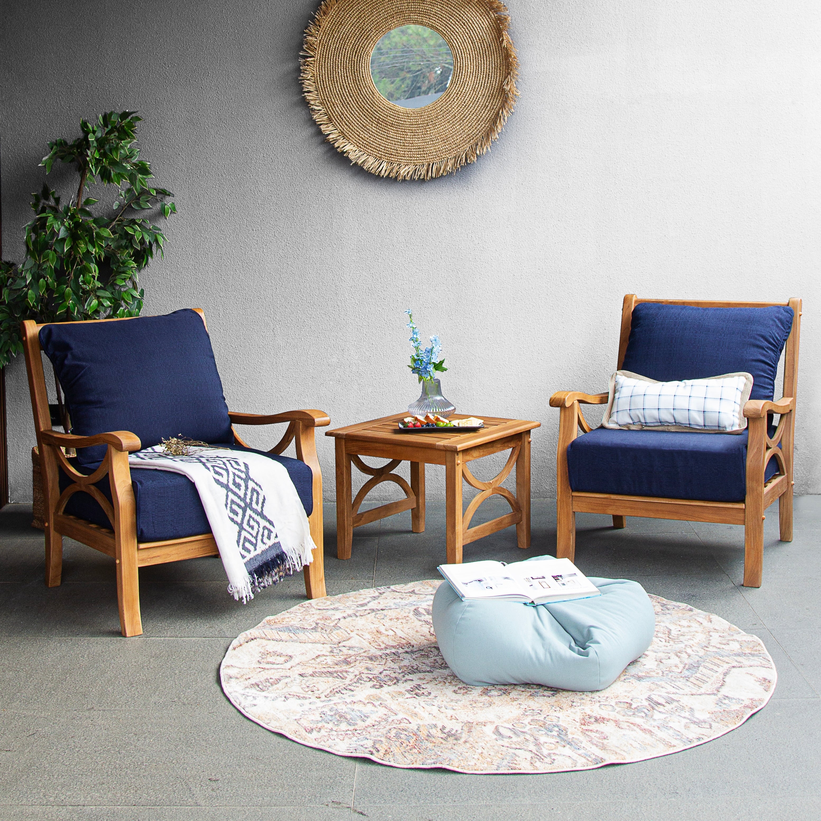 Havenside Home Lowell 3 Piece Small Patio Chat Set
