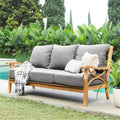 Havenside Home Lowell Teak Patio Sofa With Cushion