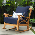 Havenside Home Lowell Teak Patio Rocking Chair With Cushion