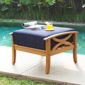 Havenside Home Lowell Teak Patio Ottoman With Cushion