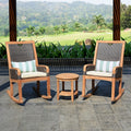 Cambridge Casual Palma 3 Piece Teak Wicker Outdoor Rocking Chair Chat Set