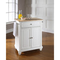 Cambridge Natural Wood Top Portable Kitchen Island In White Finish