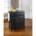 Cambridge Solid Black Granite Top Portable Kitchen Island In Black Finish
