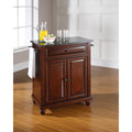Cambridge Solid Black Granite Top Portable Kitchen Island In Vintage Mahogany Finish