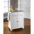 Cambridge Solid Granite Top Portable Kitchen Island In White Finish