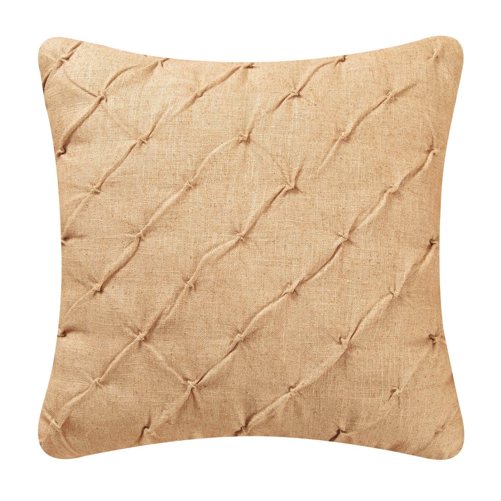 Diamond Tuck Camel Feather Down 17X17 Throw Pillow