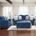 Camero Fabric Pillowback 3 Piece Sofa Set In Navy Blue