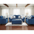Camero Fabric Pillowback 4 Piece Sofa Set In Navy Blue