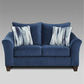 Camero Fabric Pillowback Loveseat In Navy Blue