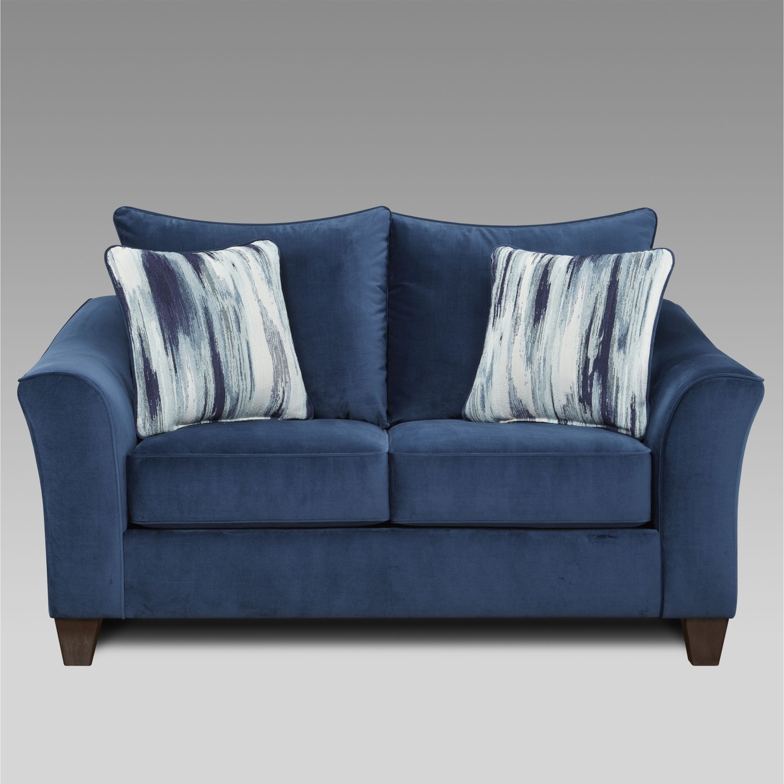 Camero Fabric Pillowback Loveseat In Navy Blue