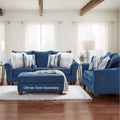 Camero Fabric Pillowback Sofa And Loveseat Set In Navy Blue