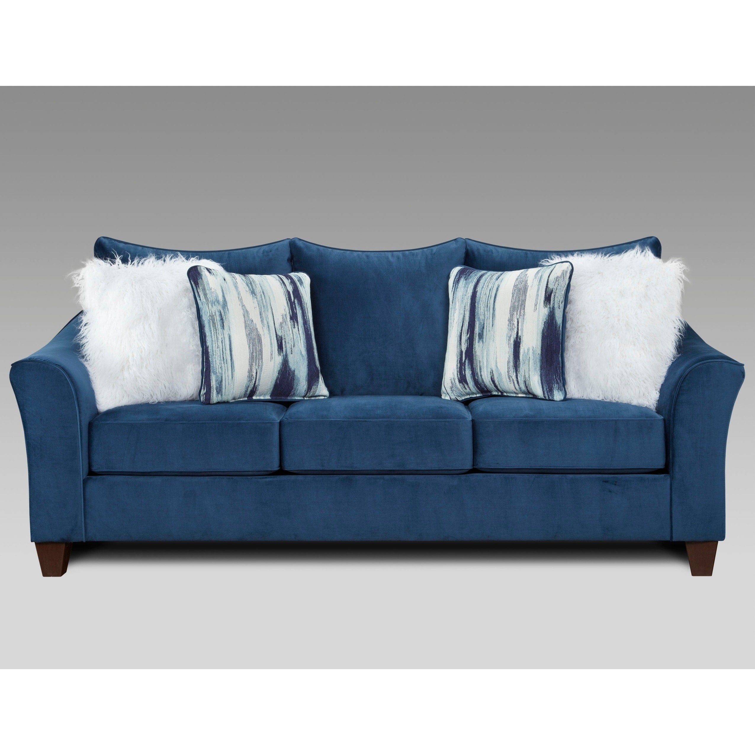 Camero Fabric Pillowback Sofa In Navy Blue