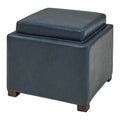Cameron Bonded Leather Square Storage Ottoman With Tray