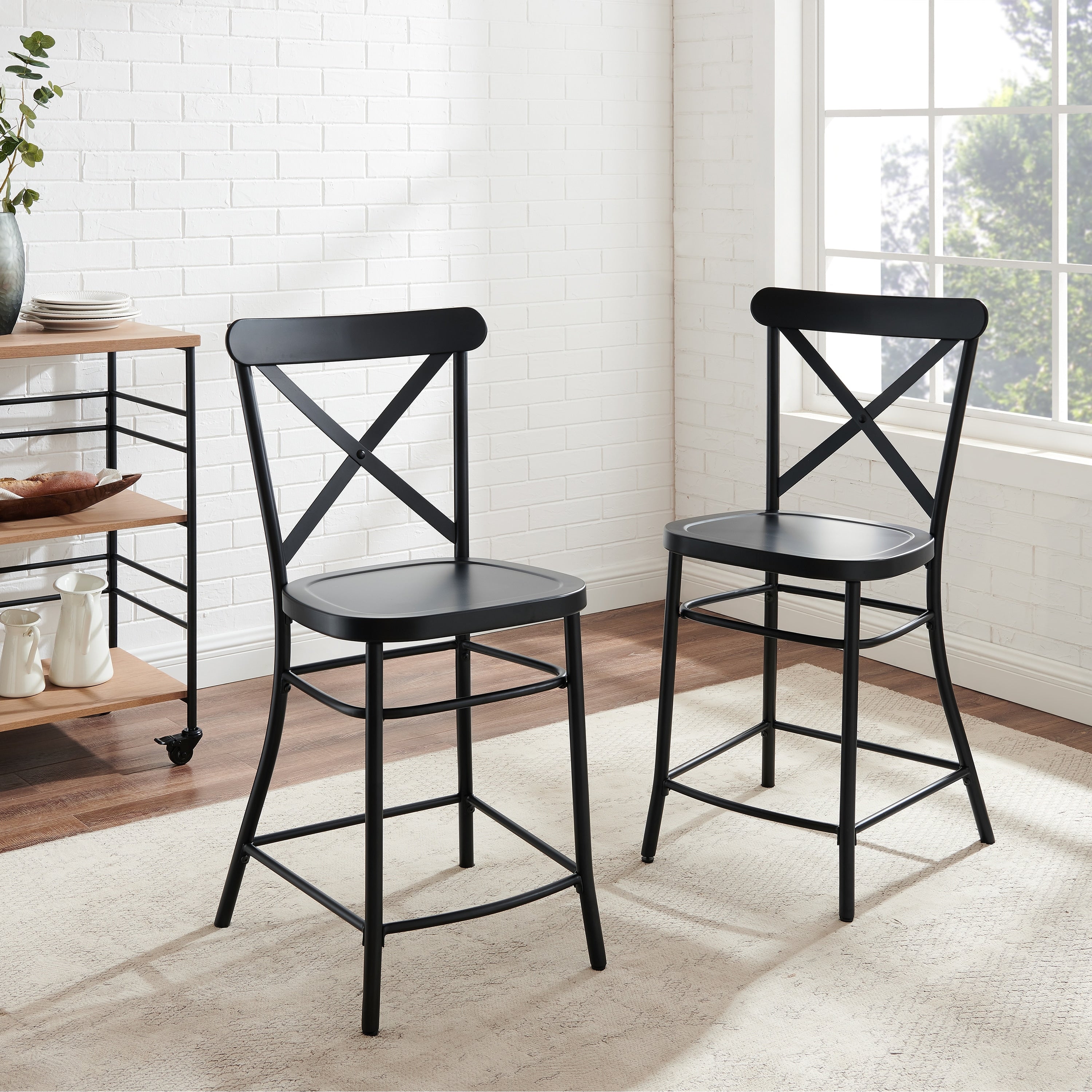 Camille 2Pc Metal Counter Stool Set 19.25 W X 19.25 D X 40.24 H