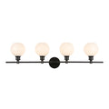 Ivy Terrace Camille 4 Light Iron And Frosted Glass Wall Sconce