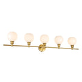Ivy Terrace Camille 5 Light Iron Frosted Glass Wall Sconce
