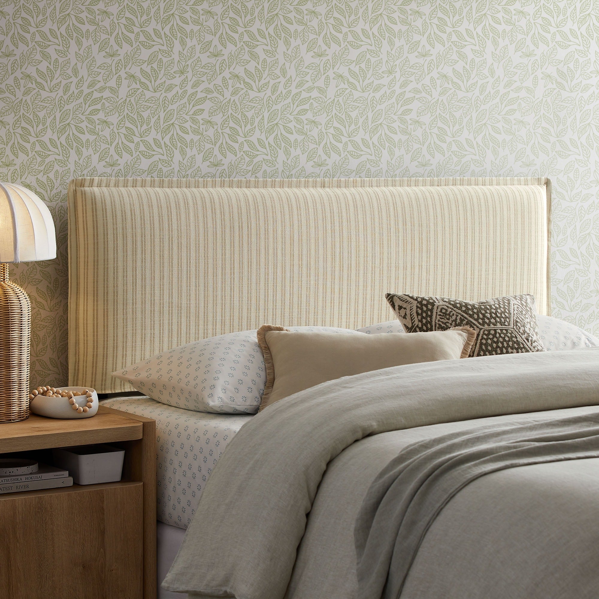 Camille Upholstered Striped Linen Blend Headboard