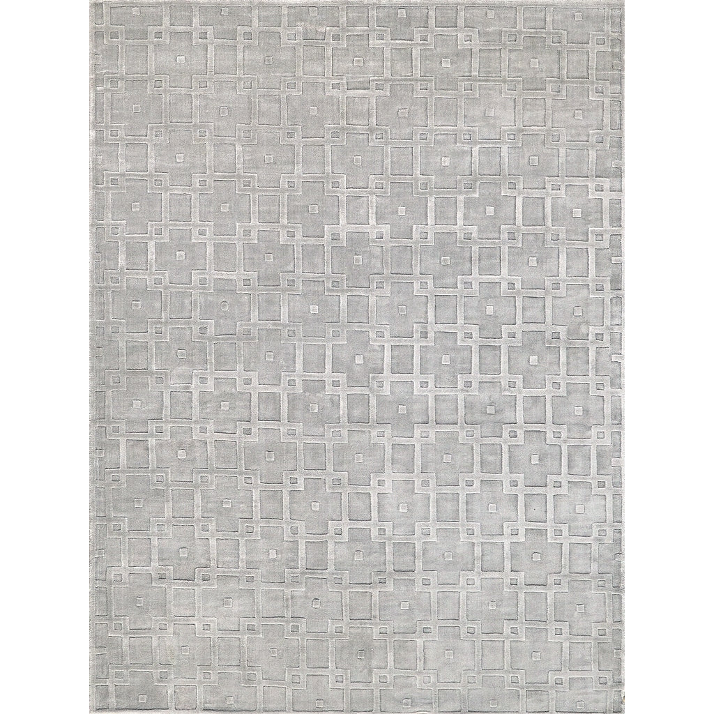 Camora Modern Handloomed Silky Nylon Light Silver Area Rug