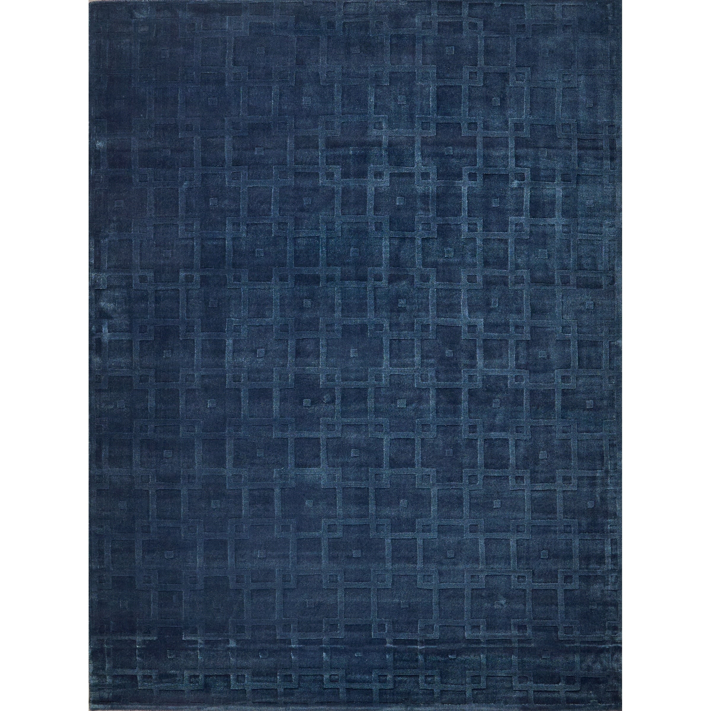 Camora Modern Handloomed Silky Nylon Navy Area Rug