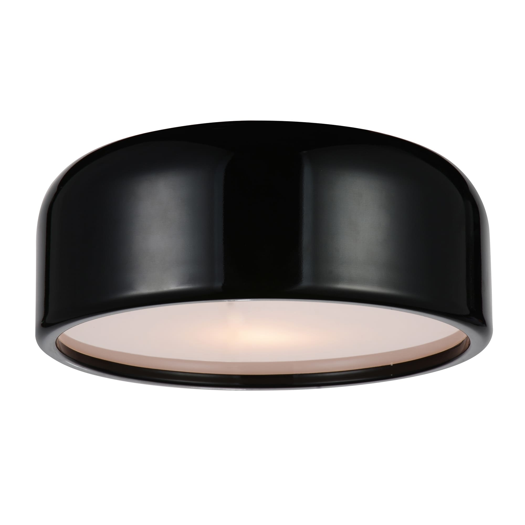 2 Light Flush Mount With Black Finish