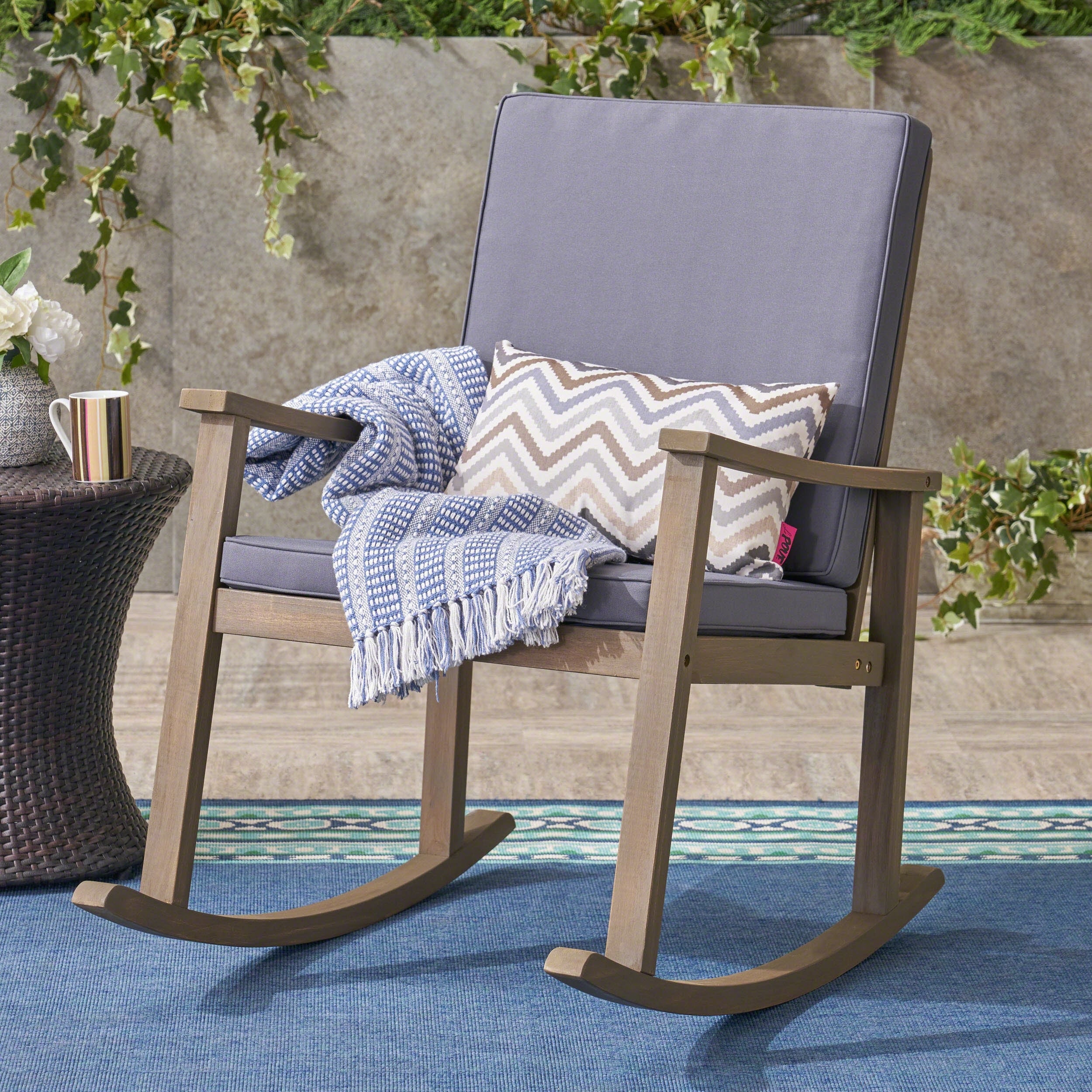 Candel Outdoor Acacia Wood Rocking Chair By Christopher Knight Home