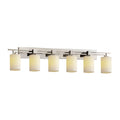 Candlearia Aero 6 Light Brushed Nickel Bath Bar Cream Cylinder W Flat Rim Shade