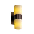 Candlearia Dakota 2 Light Up Downlight Dark Bronze Wall Sconce Cream Cylinder W Flat Rim Shade