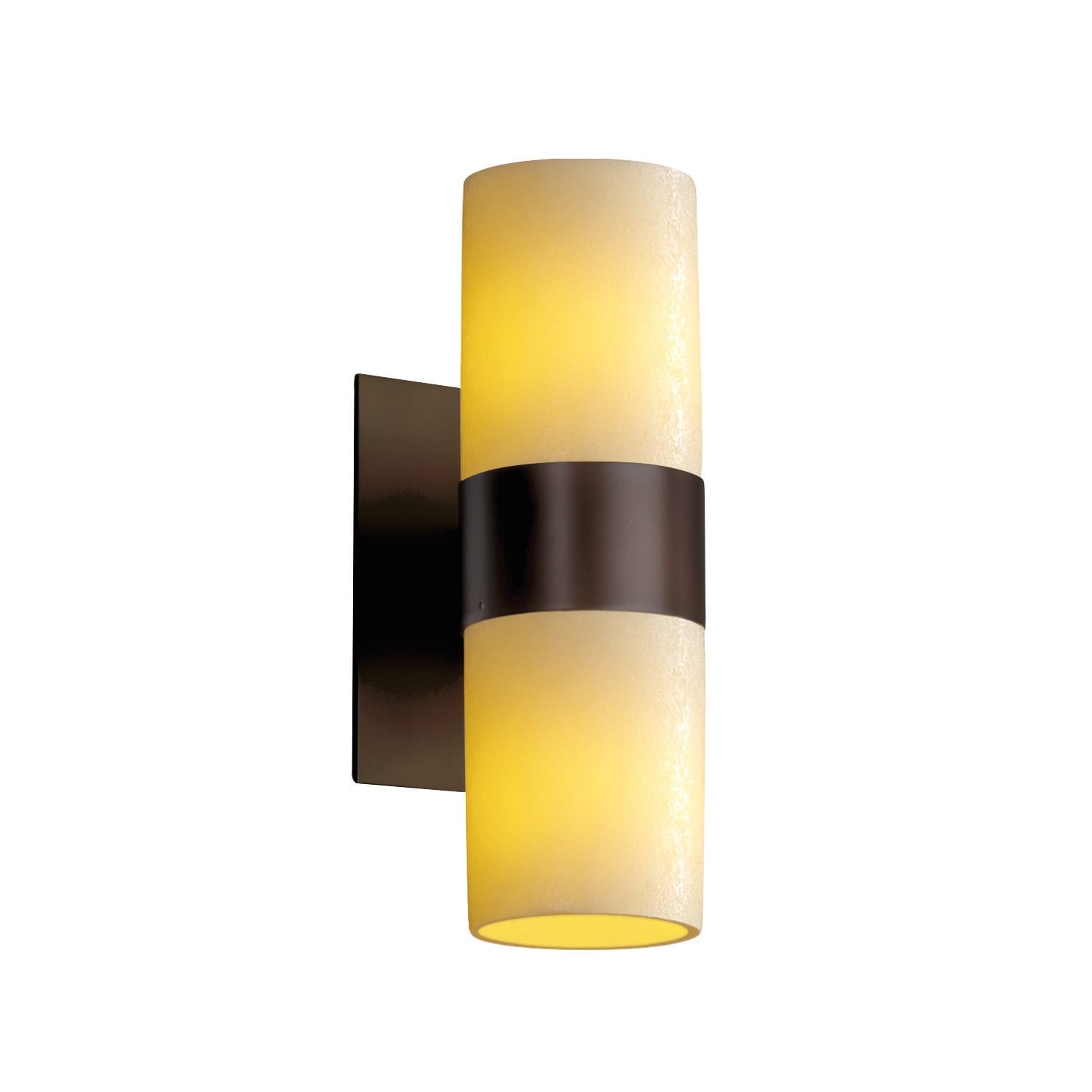 Candlearia Dakota 2 Light Up Downlight Dark Bronze Wall Sconce Cream Cylinder W Flat Rim Shade