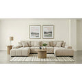 Cannella U Shaped Double Chaise Upholstered Sectional Sofa Beige