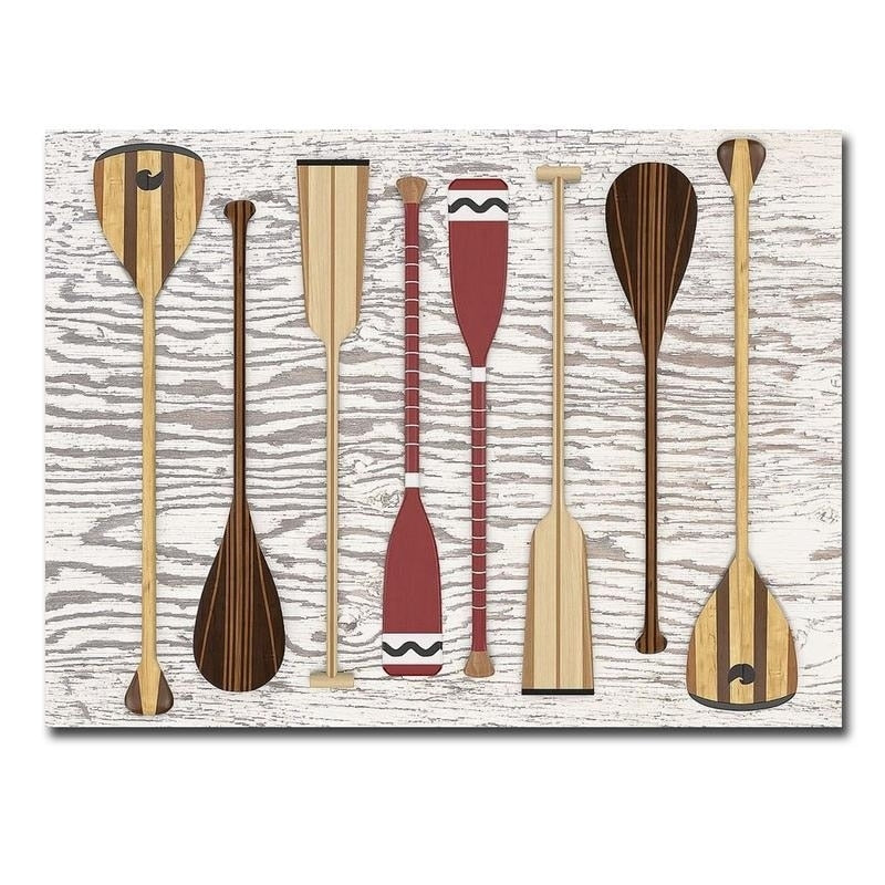 Canoe Paddles And Oar By Edward M. Fielding Gallery Wrapped Canvas Giclee Art 24 In X 32 In
