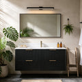 Canopora Black Oak 36 In. 48 In. Grille Floating Vanity Integrated Sink