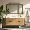Canopora Golden Oak 36 In. 48 In. Grille Floating Vanity Integrated Sink