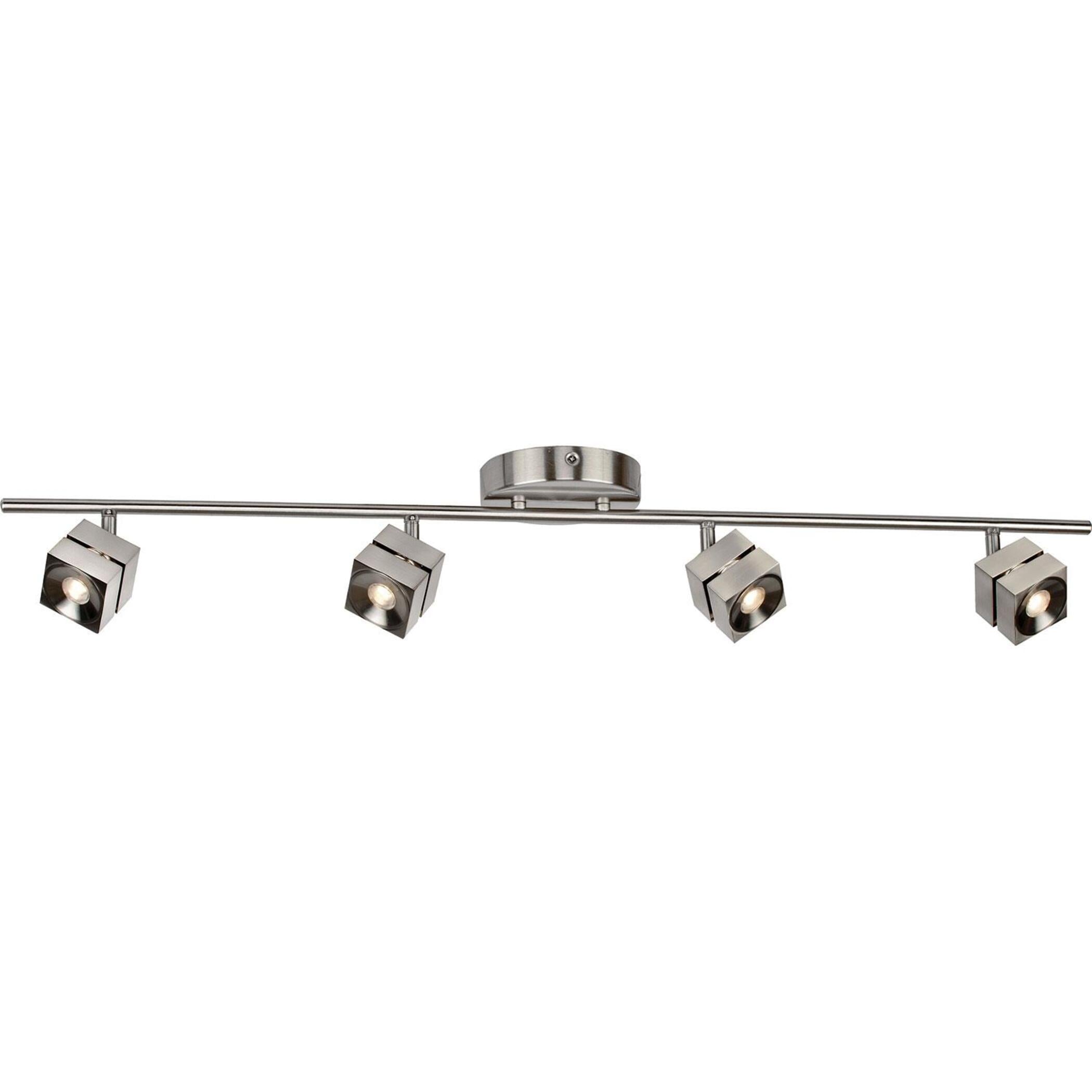 Cantrell 1 Light Satin Nickel Led Fixed Rail Frosted Ribbed White Acrylic Shade