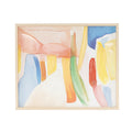 Canvas Abstract Framed Wall Art With Brushed Paint Strokes And Light Brown Frame Multi Colored Roche River Decor