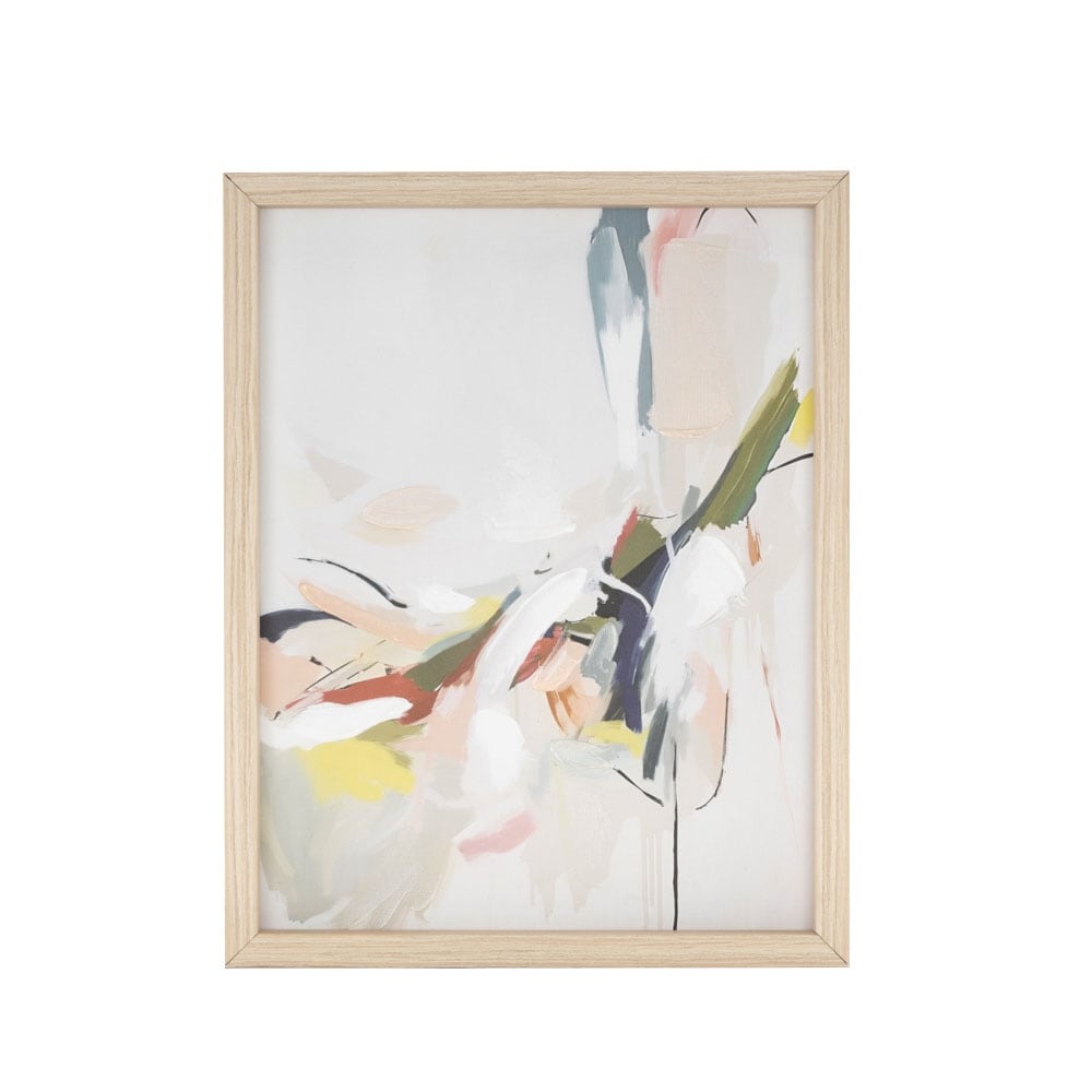 Canvas Abstract Framed Wall Art With Light Brown Frame Multi Colored Roche River Decor