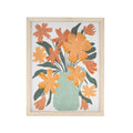 Canvas Floral Framed Wall Art With Green Leaves And Vase Orange Roche River Decor