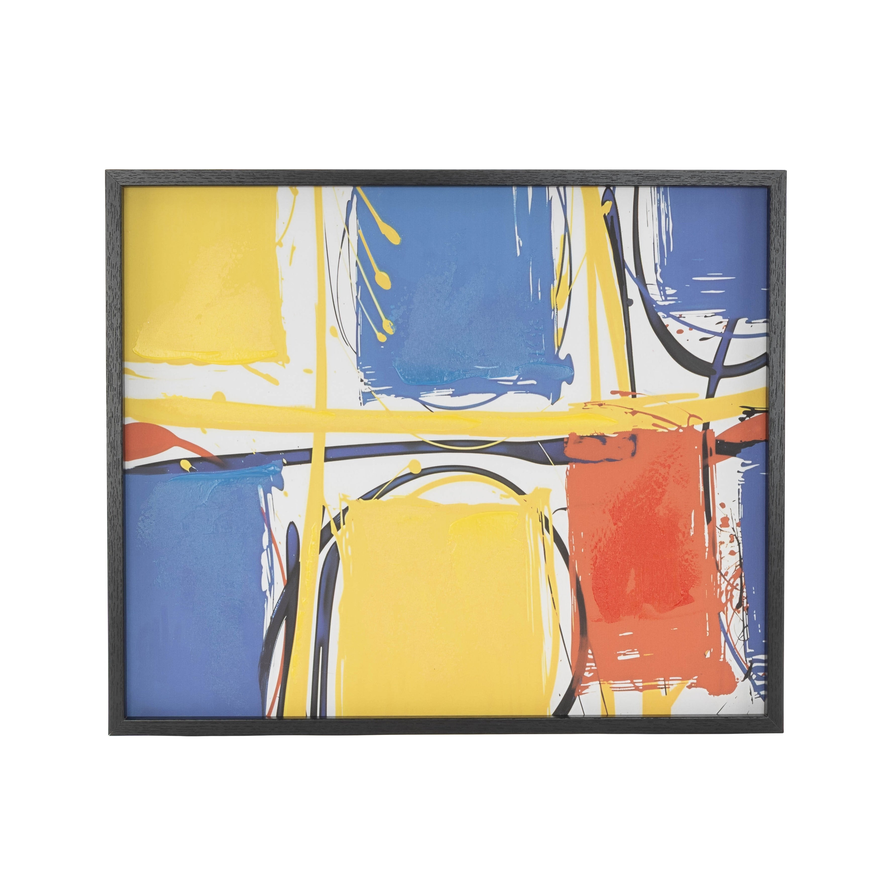 Canvas Geometric Rectangular Color Block Framed Wall Art With Black Frame Multi Colored Roche River Decor
