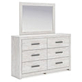 Cany 2Pc Dresser And Mirror Set 6 Drawers Black Handles Whitewash