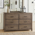 Capacious 6 Drawer Dresser In Mahogany Wood Brown