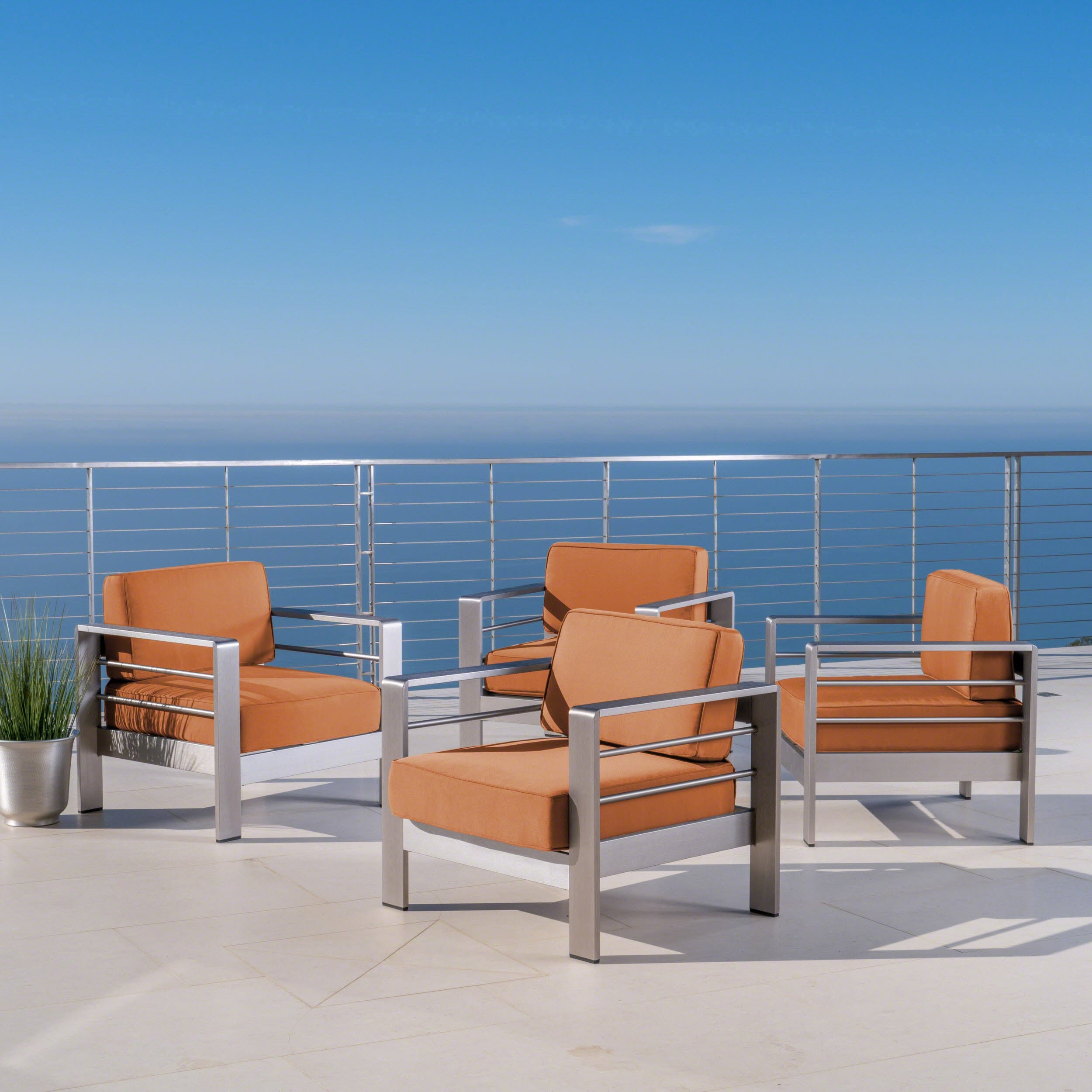 Cape Coral Outdoor Aluminum Club Chair With Optional Sunbrella Cushions Set Of 4 By Christopher Knight Home