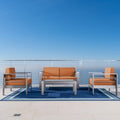 Cape Coral Outdoor Aluminum 4 Piece Loveseat Set With Optional Sunbrella Cushions By Christopher Knight Home