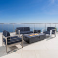 Cape Coral Outdoor 5 Piece Chat Set With Fire Table Optional Sunbrella Cushions By Christopher Knight Home