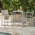 Cape Coral Outdoor 3 Piece Bar Set With Glass Table Top By Christopher Knight Home