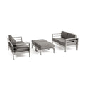 Cape Coral Outdoor 4 Seater Aluminum Loveseat And Ottoman Set By Christopher Knight Home